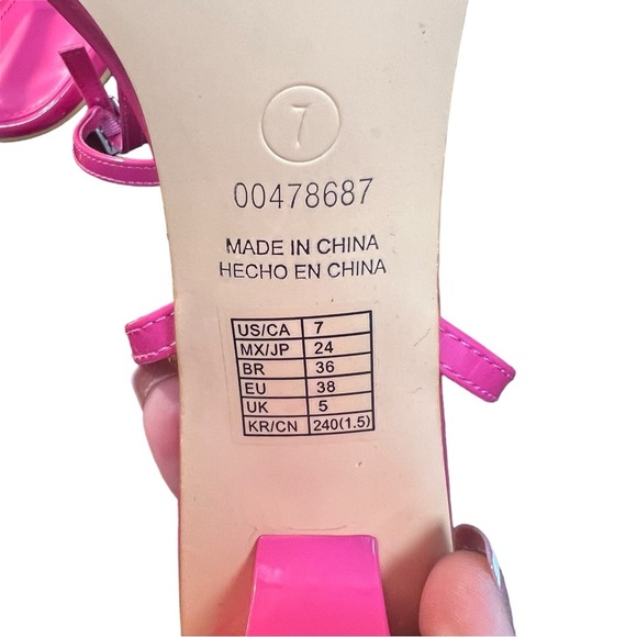 Forever 21 Hot Pink Faux Leather Square Toe Block Barbiecore Romantic Heels - Picture 9 of 13